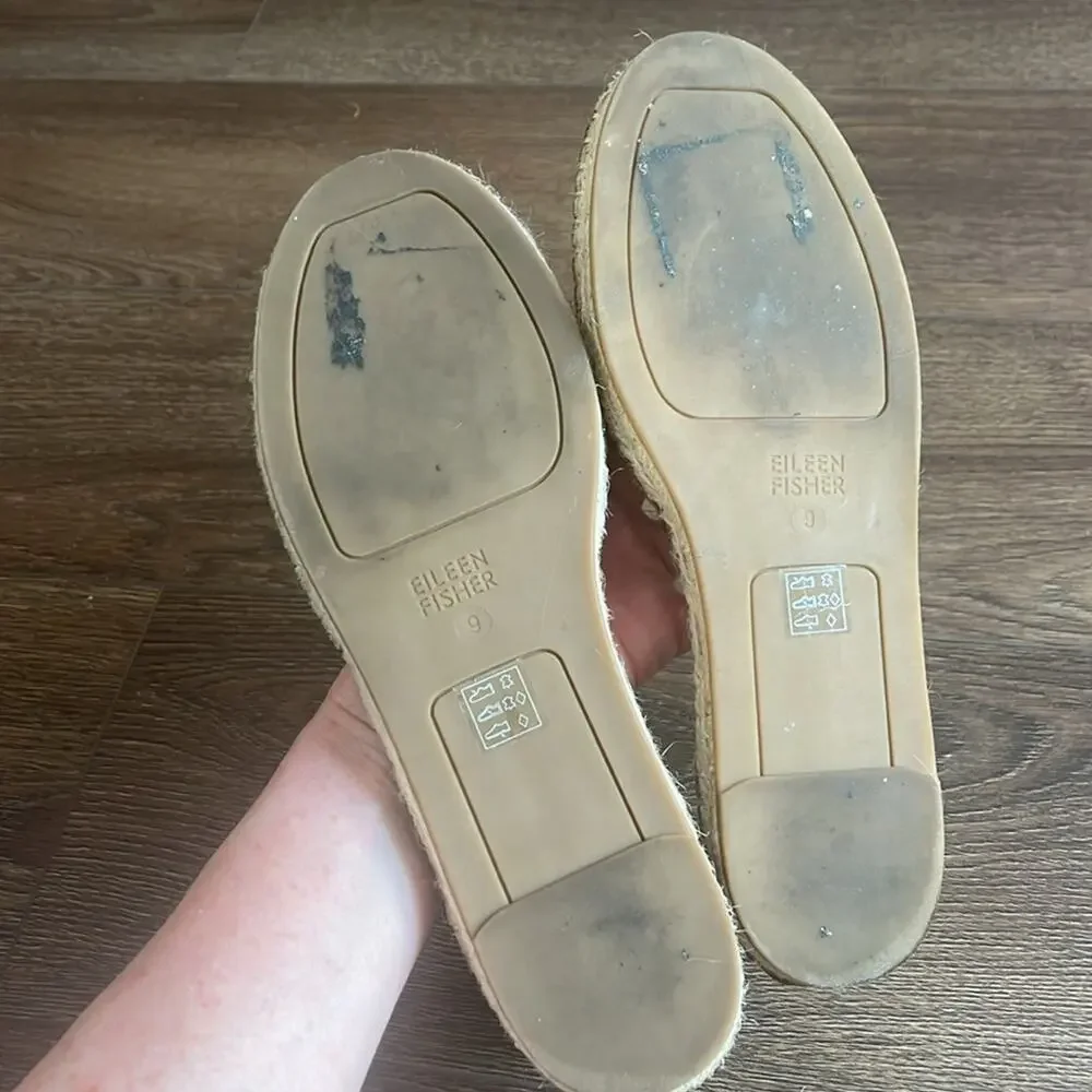 Eileen Fisher Tan Espadrille Flats with Ankle Strap 9